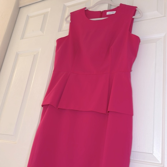 Calvin Klein, Barbie pink, peplum dress size 12. - Picture 2 of 9